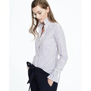 Banana Republic Riley-Fit Tailored Button-Down‎ Blue Stripe Clean Girl Preppy 2P